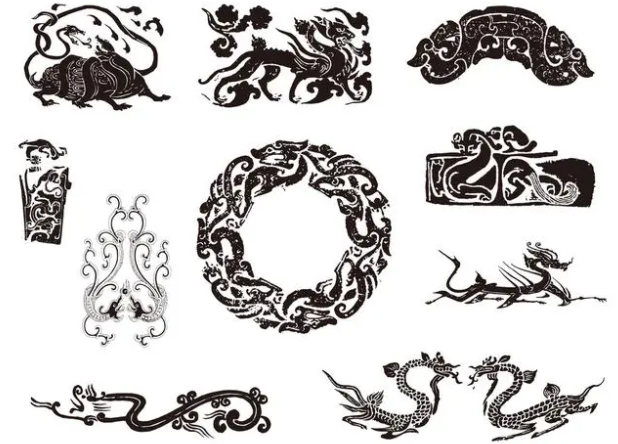 商丘龙纹和凤纹的中式图案